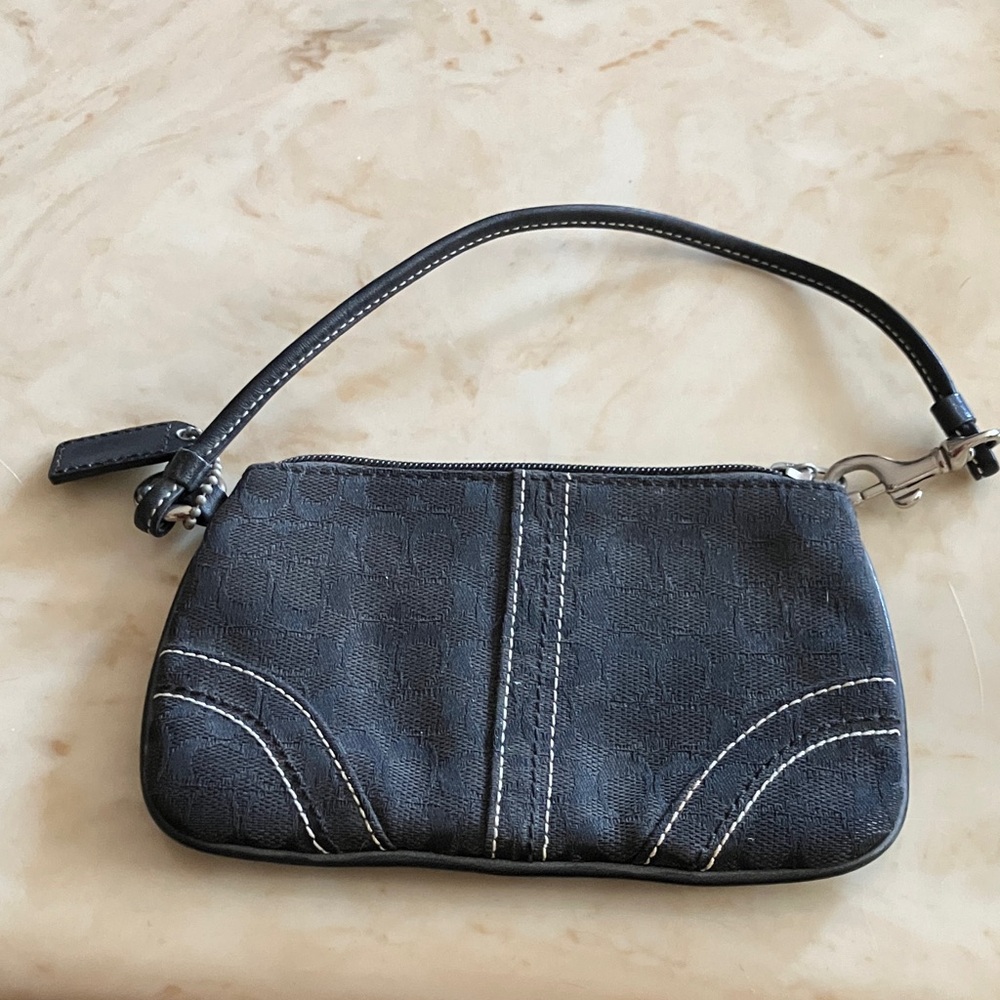 Coach Black Wristlet with Stitch Detail - Picture 2 of 2